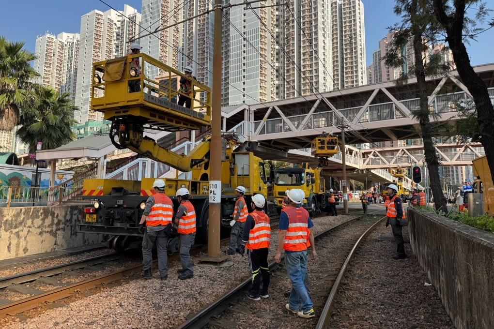 Workers carry out repairs following the damage to the cable. Photo: Handout