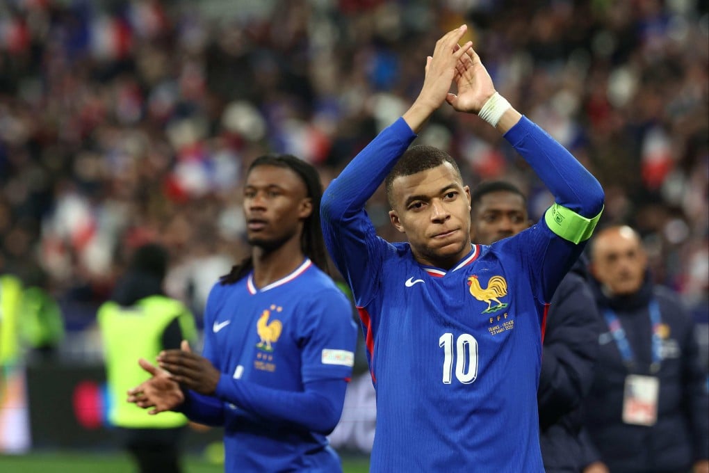 Kylian Mbappe (right) applauds the supporters after France’s shoot-out victory over Croatia in the Uefa Nations League quarter-finals. Photo: AFP