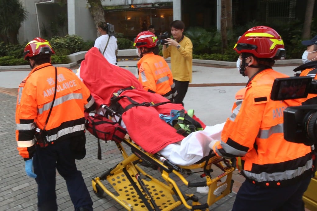 Hong Kong rescuers rushed the worker to hospital at around 5pm on Monday. Photo: Handout