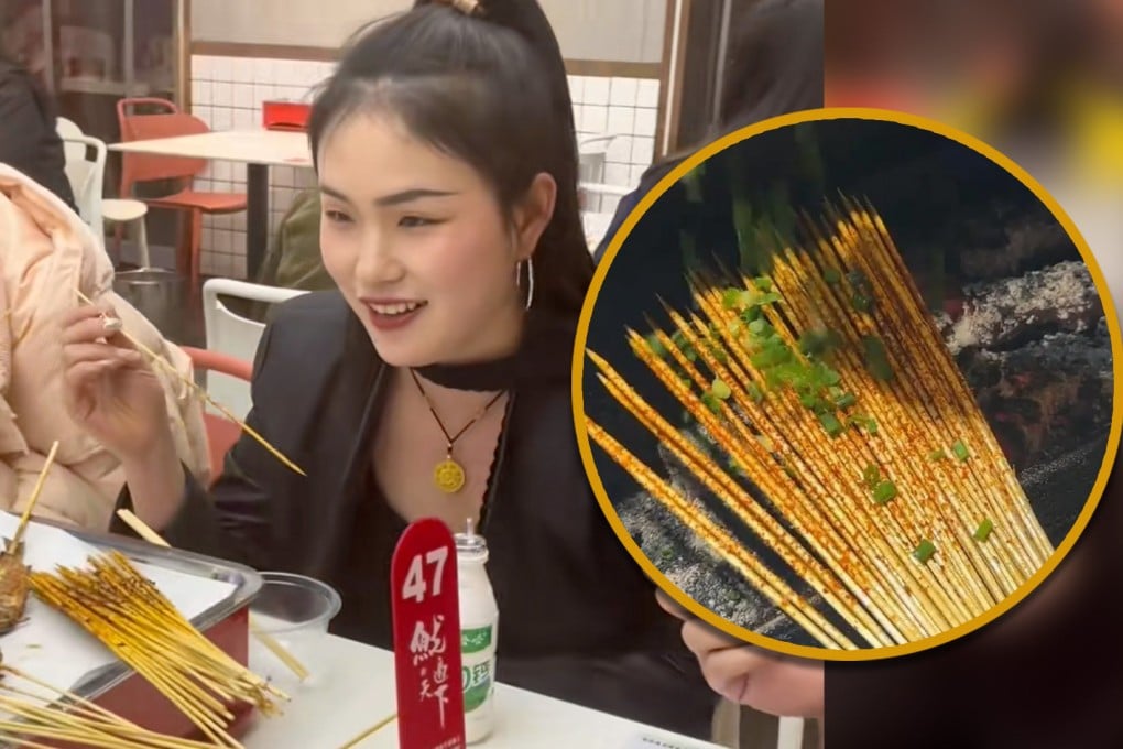 A restaurant in southern China serves spicy bamboo sticks for US$1.4, which are popular among female customers.
Photo: SCMP composite/Douyin
