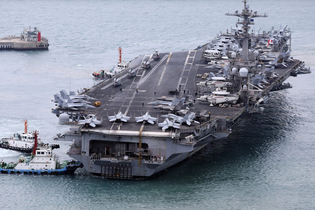 The US military sent three carrier strike groups, including the USS Carl Vinson, for eight activities gaining access to the South China Sea last year, according to a Beijing-based think tank report. Photo: AP