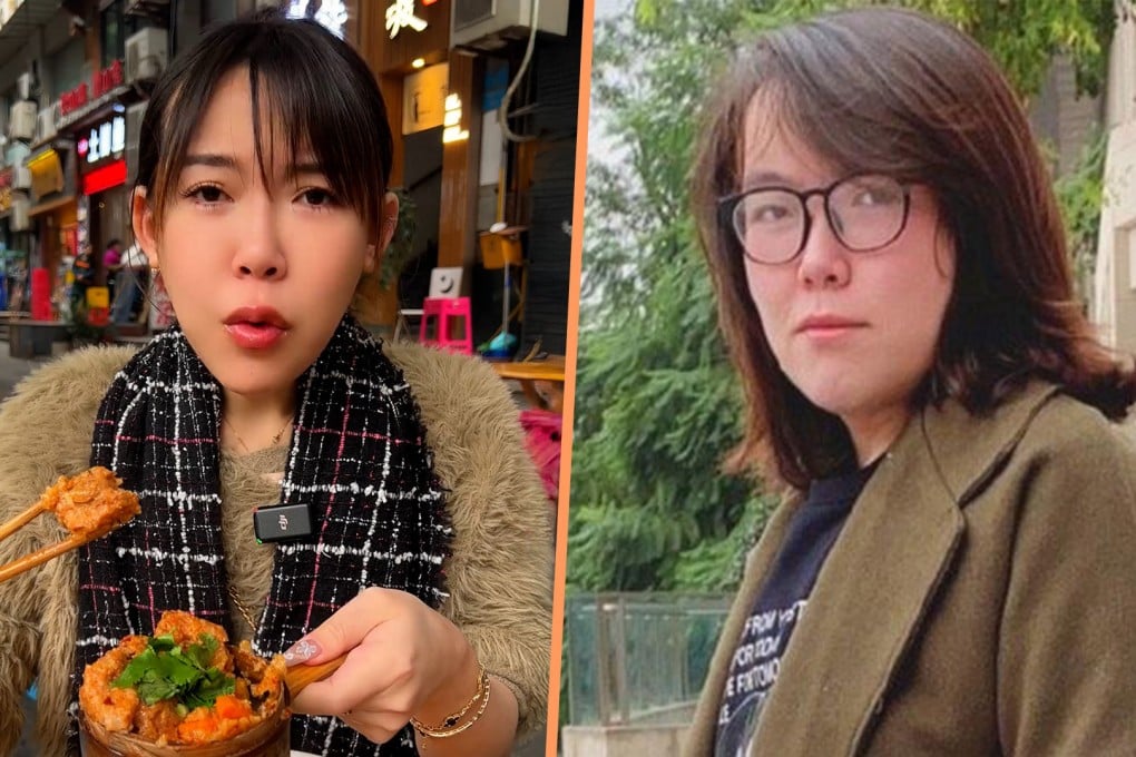 Langweixian, above, presents herself as a woman and communicates in a feminine manner but her baritone voice has led many to speculate about her true gender for years. Photo: SCMP composite/Douyin