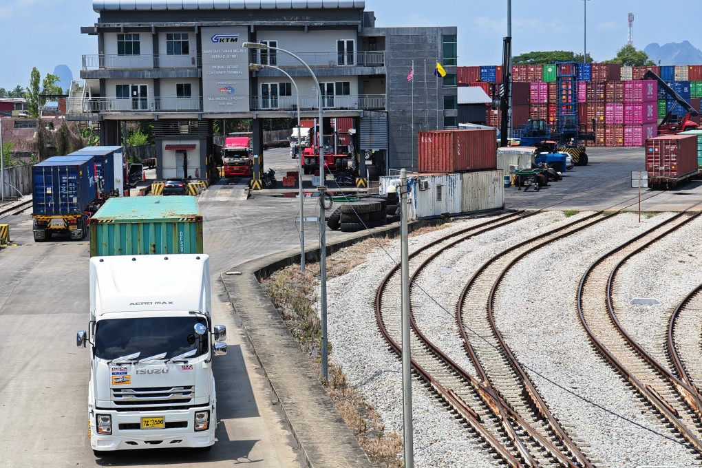 A container truck leaves the Padang Besar Container Terminal in Perlis, Malaysia. The northern state bordering Thailand is a key transit point for exports from the kingdom’s southern provinces. Photo: Joseph Sipalan