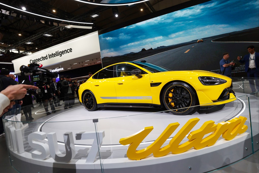 A Xiaomi SU7 Ultra electric car is displayed at the Mobile World Congress in Barcelona, Spain, on March 3. Photo: Xinhua
