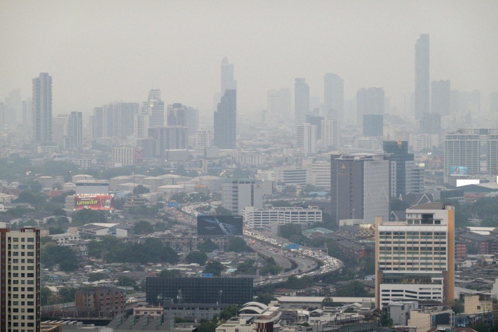 Bangkok’s skyline is seen amid high levels of air pollution on March 21. Photo: AFP