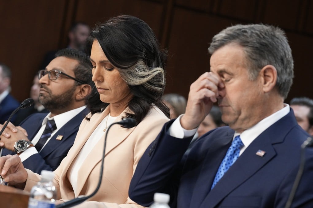 Left to right: FBI director Kash Patel, director of national intelligence Tulsi Gabbard and Central Intelligence Agency director John Ratcliffe appear during a Senate Committee on Intelligence Hearing on Tuesday in Washington. Photo: Getty images/TNS