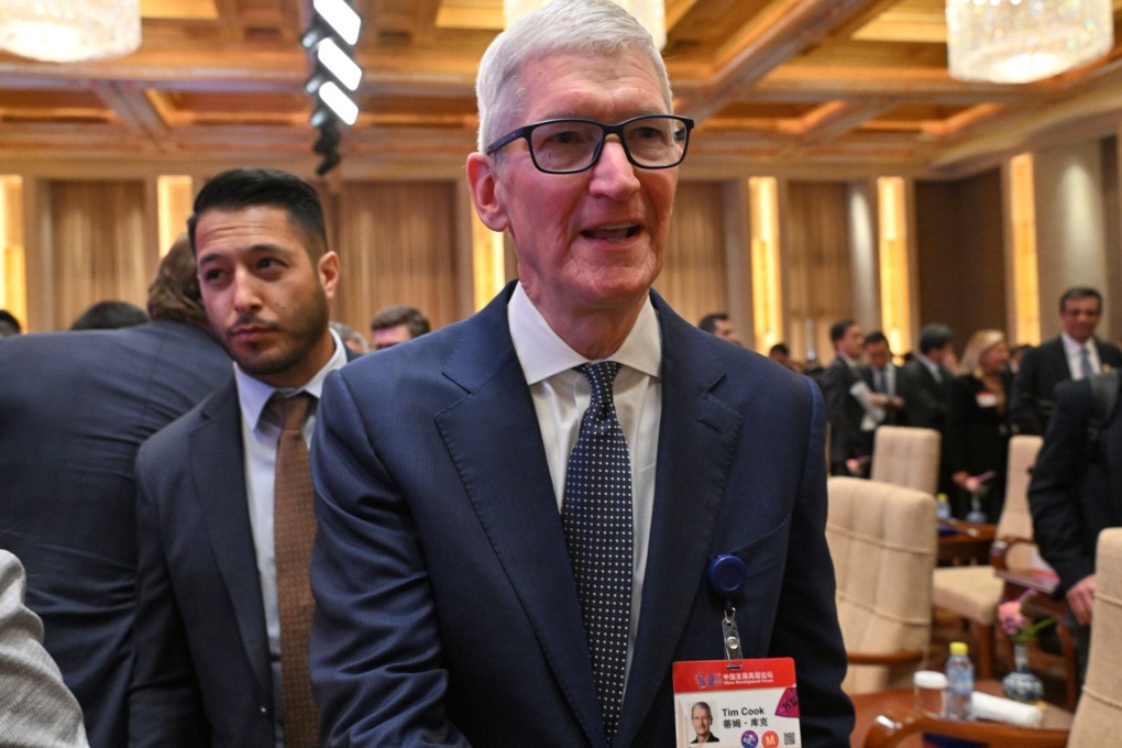 Apple CEO Tim Cook at the opening ceremony of the China Development Forum in Beijing on March 23, 2025. Photo: Pool via AP
