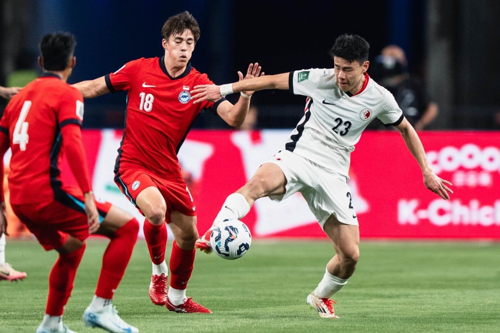 Sun Ming-him fends off Harhys Stewart during Hong Kong’s stalemate in Singapore. Photo: HKFA