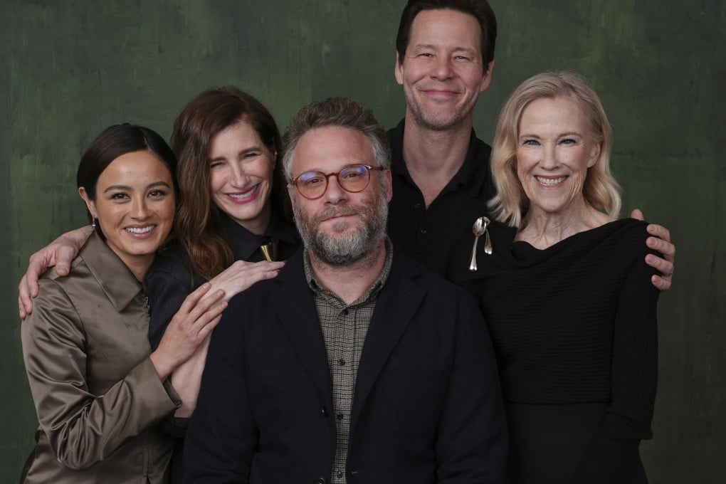(From left) Chase Sui Wonders, Kathryn Hahn, Seth Rogen, Ike Barinholtz and Catherine O’Hara of The Studio, a new show on Apple TV+. Photo: AP