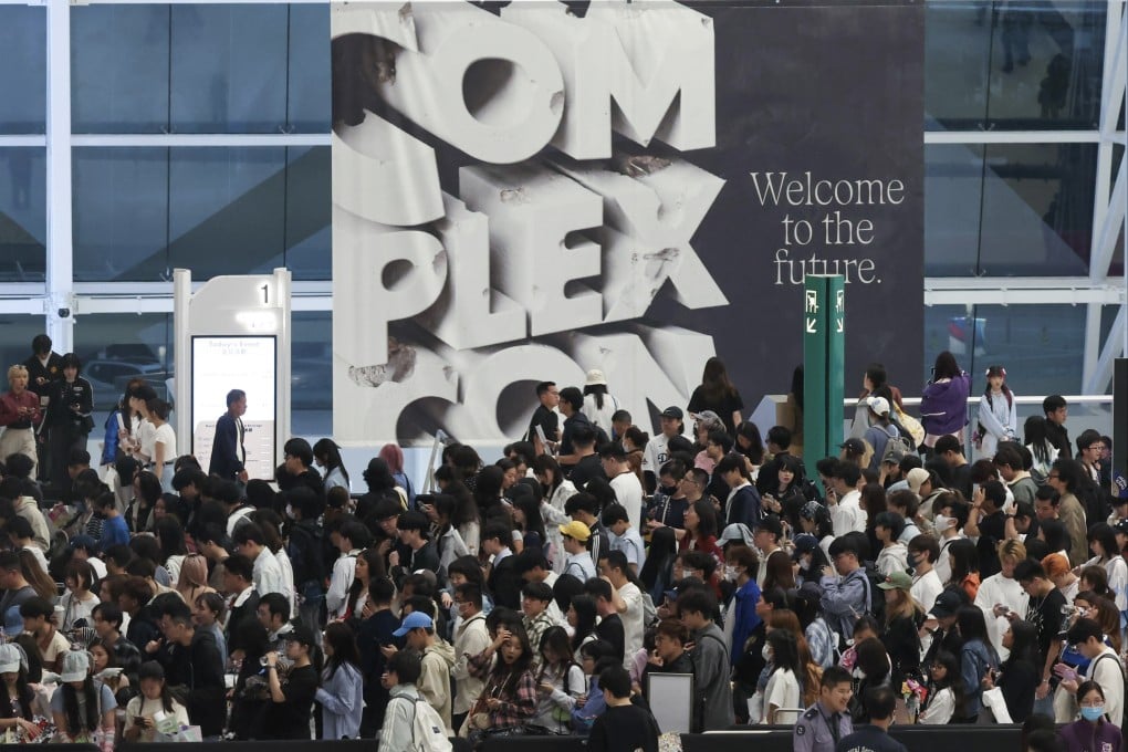 Fans line up to see K-pop girl group NJZ perform on ComplexCon’s final day at AsiaWorld-Expo. Photo: Dickson Lee