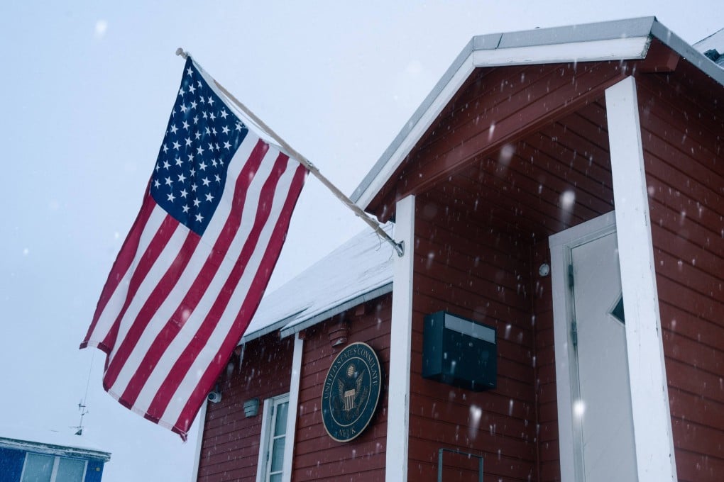 The US flag flies in front of the US consulate in Nuuk, Greenland, on Monday. Photo: AFP