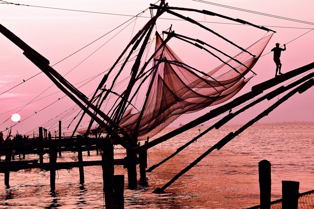 Fishing nets in Kochi, Kerala, that locals call ‘cheena vala’, Chinese fishing nets, rumoured to have been brought over by Ming dynasty admiral Zheng He. Photo: Tim Pile