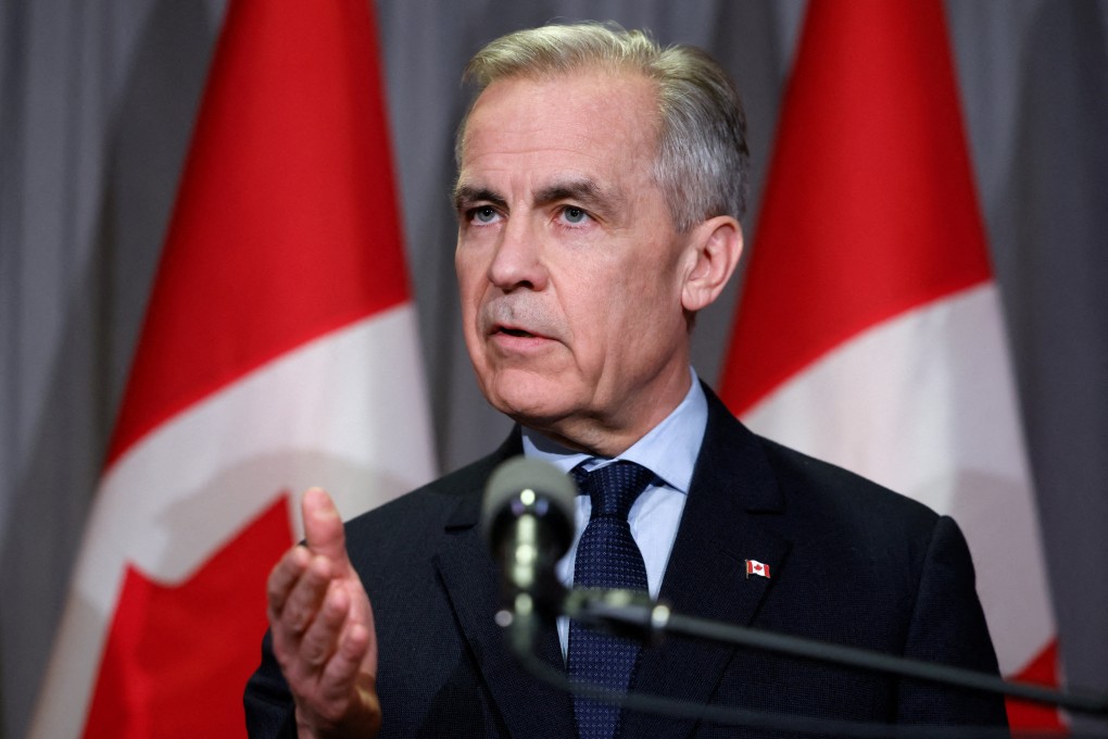 Canada’s Prime Minister Mark Carney responds to tariffs announced by US President Donald Trump in Kitchener, Ontario, Canada, on Wednesday. Photo: Reuters