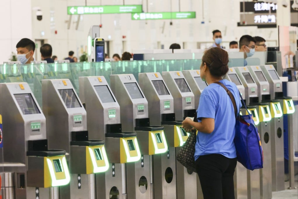 Passengers at the arrival hall of the Hong Kong-Zhuhai-Macau bridge checkpoint in Macau. Photo: Dickson Lee