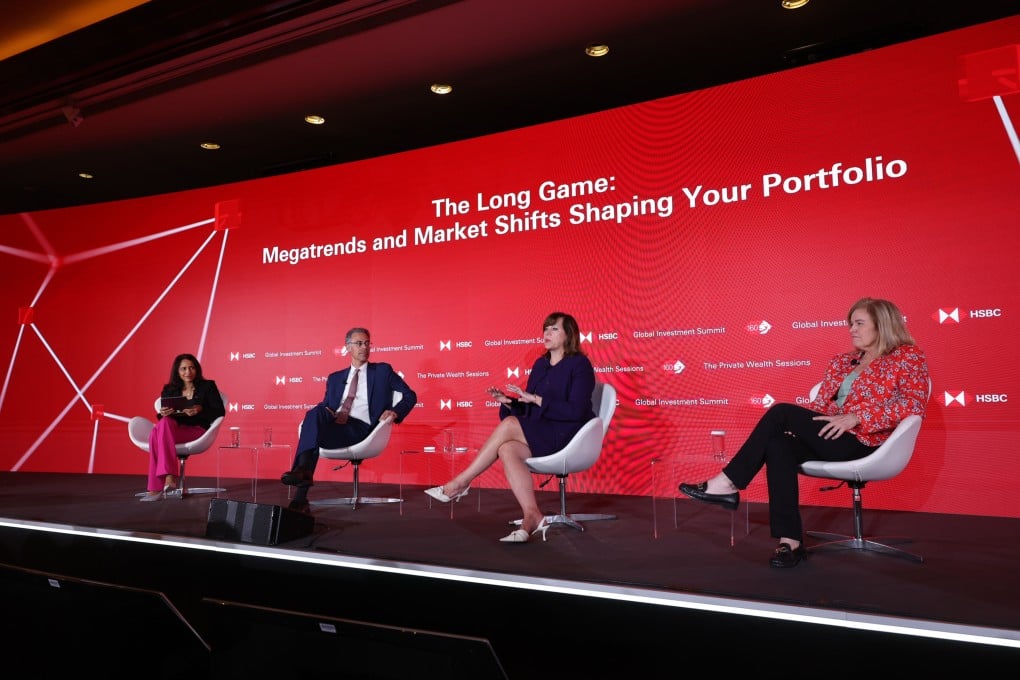 From left: Lavanya Chari, global head of wealth and premier solutions of HSBC, Ali Dibadj, CEO of Janus Henderson Investors, Jean Hynes, CEO of Wellington Management and Jenny Johnson, CEO of Franklin Templeton. Photo: Handout