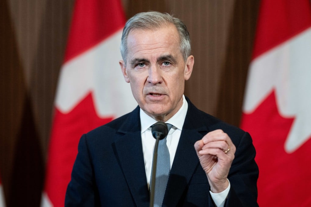 Canadian Prime Minister Mark Carney speaks during a press conference on proposed US tariffs in Ottawa on Thursday. Photo: EPA-EFE