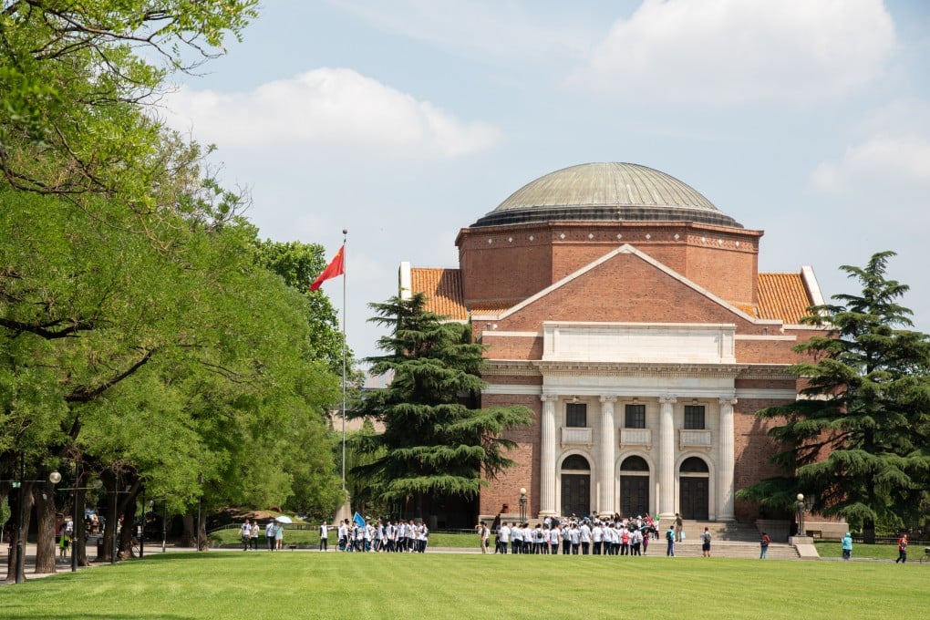 Students gather outside the library building in Tsinghua University in Beijing. Photo: Shutterstock