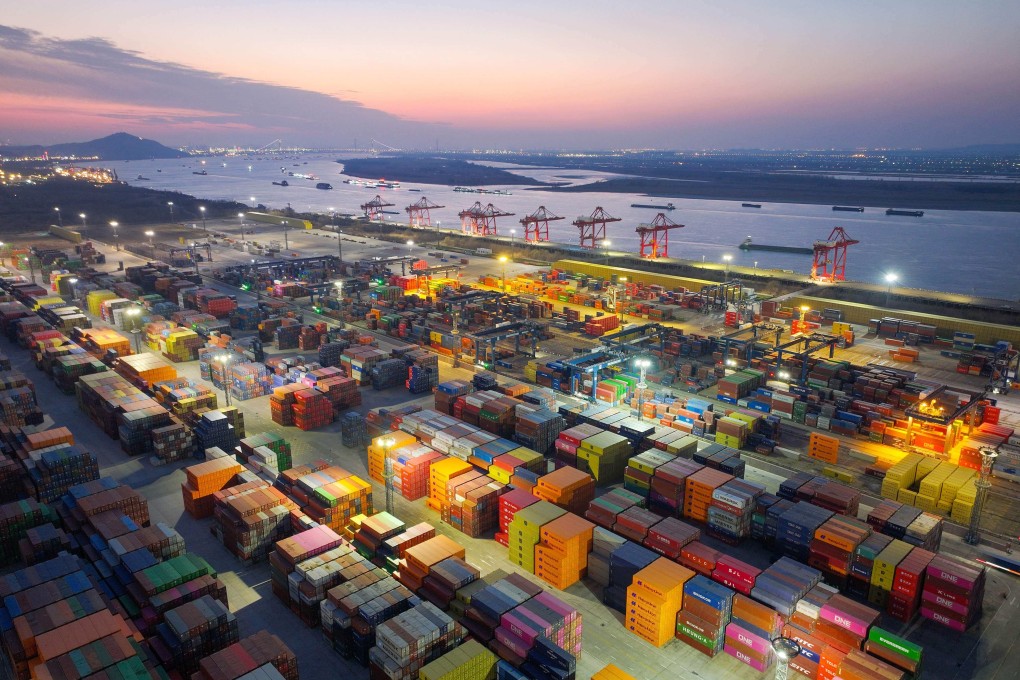 Containers at the port in Nanjing, Jiangsu province, in February. Photo: AFP