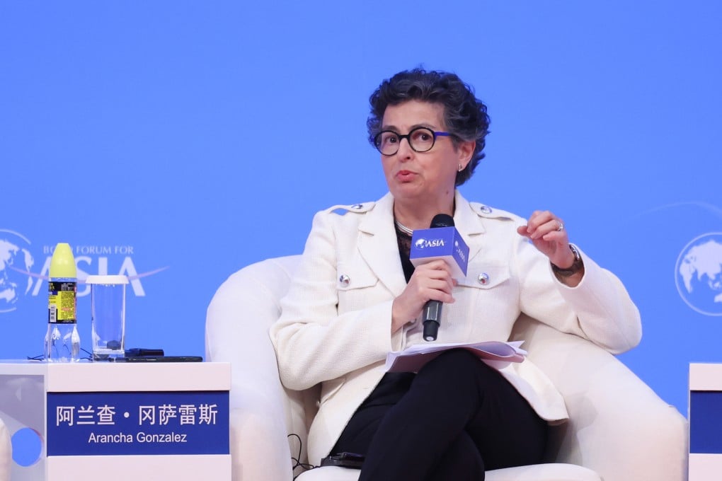 Arancha Gonzalez, former Spanish foreign minister, speaks at the Boao Forum for Asia in the southern Chinese province of Hainan on Tuesday. Photo: Xinhua