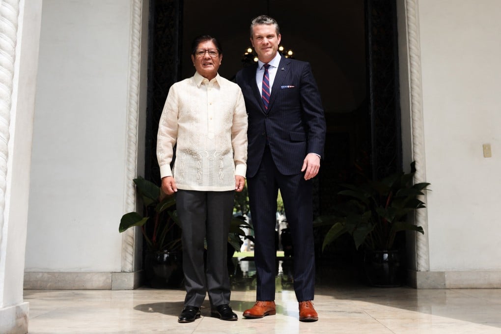 Philippine President Ferdinand Marcos Jnr (left) with US Defence Secretary Pete Hegseth in Manila on Friday. Photo: AFP