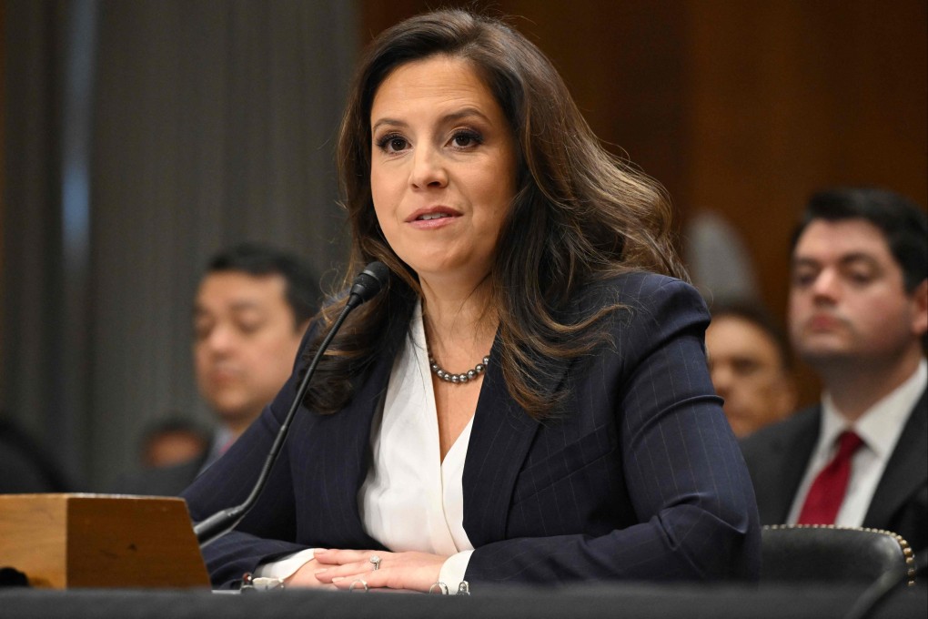 US congresswoman Elise Stefanik testifies before the Senate Foreign Relations Committee on her nomination to be Ambassador to the United Nations in Washington in January. Photo: AFP