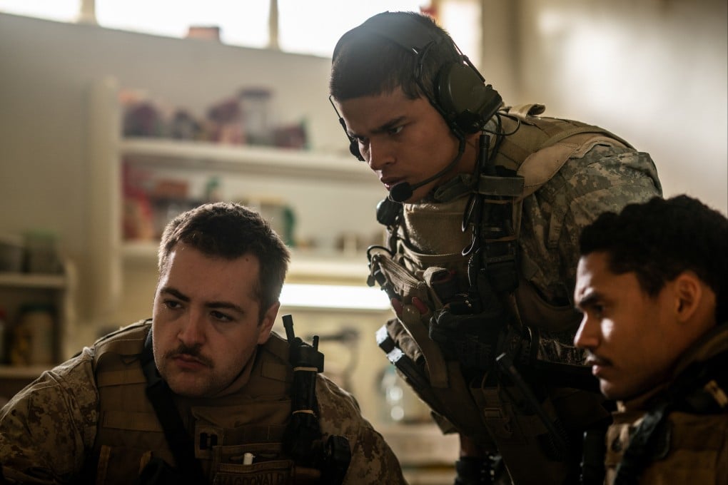 Aaron Mackenzie (left) and D’Pharaoh Woon-A-Tai (centre) in a still from Warfare, co-written and -directed by Civil War’s Alex Garland and Ray Mendoza. Photo: A24