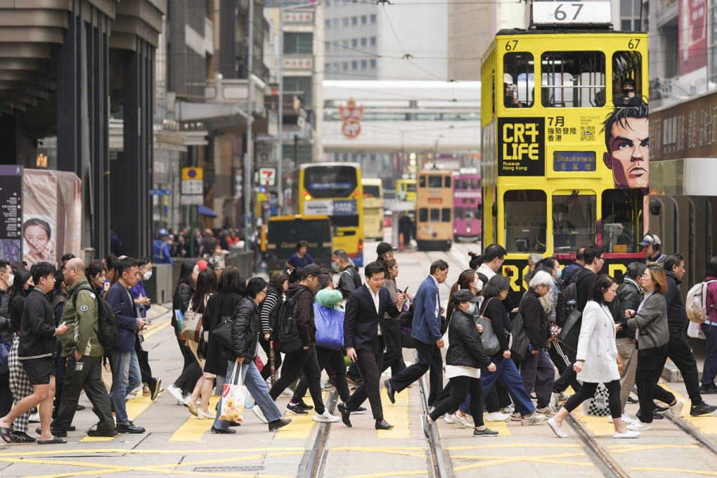 A view of pedestrians in Central district on February 26. Many who arrived in Hong Kong under the Top Talent Pass Scheme have struggled to find jobs. Photo: Eugene Lee