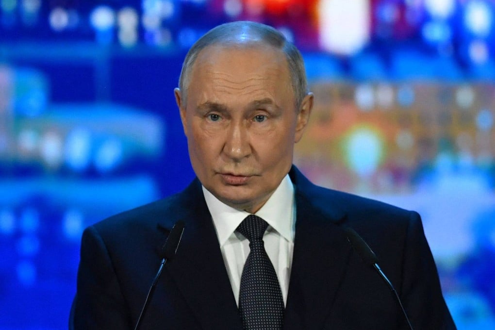 Russian President Vladimir Putin gives a speech at the International Arctic Forum in Murmansk on Thursday. Photo: AFP