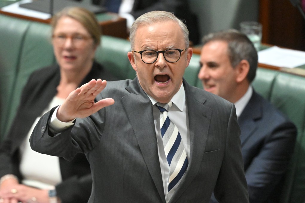 Australian Prime Minister Anthony Albanese speaks during Question Time in the House of Representatives at Parliament House in Canberra on Thursday. Photo: EPA-EFE