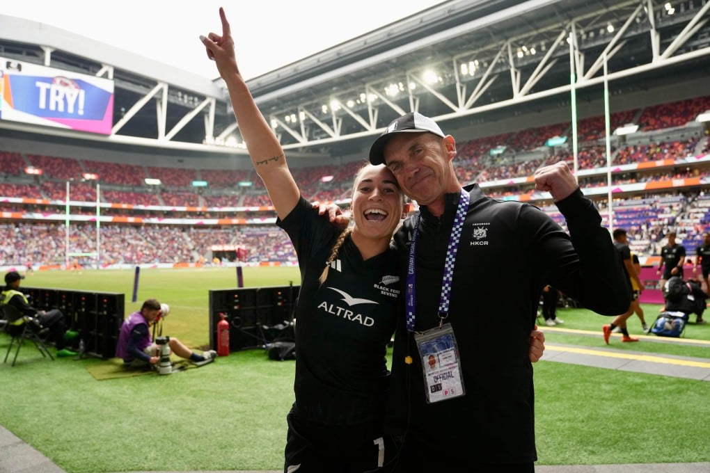 Jazmin Felix-Hotham with her father, Nigel Hotham at Kai Tak Stadium on Friday. Photo: Sam Tsang