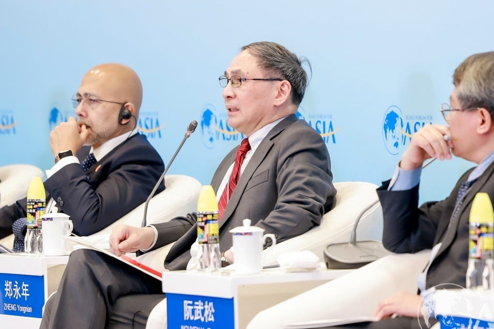 Zheng Yongnian, dean of the school of public policy at the Chinese University of Hong Kong’s Shenzhen campus, at the Boao Forum in Hainan province, southern China, on Wednesday. Photo: Handout