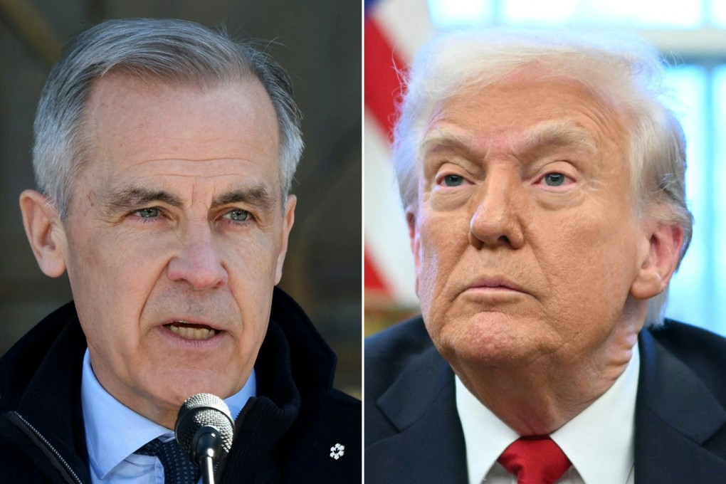 The phone call was the first contact  with US President Donald Trump (left) since Mark Carney (right) became Canadian prime minister. Photos: AFP