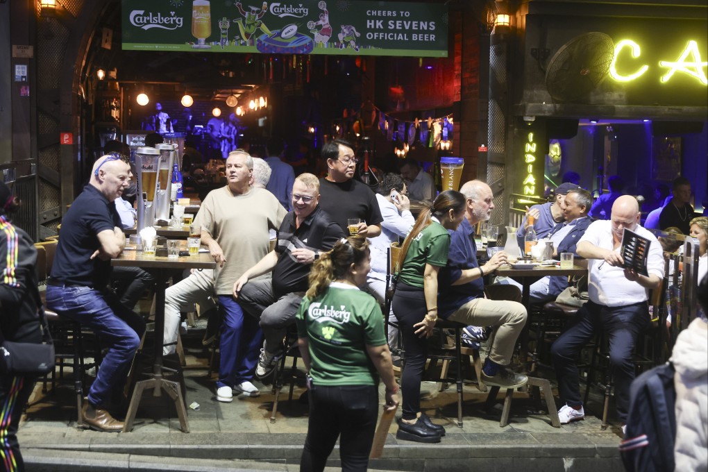 Bars in Lan Kwai Fong are packed after the first day of the Sevens. Photo: Edmond So