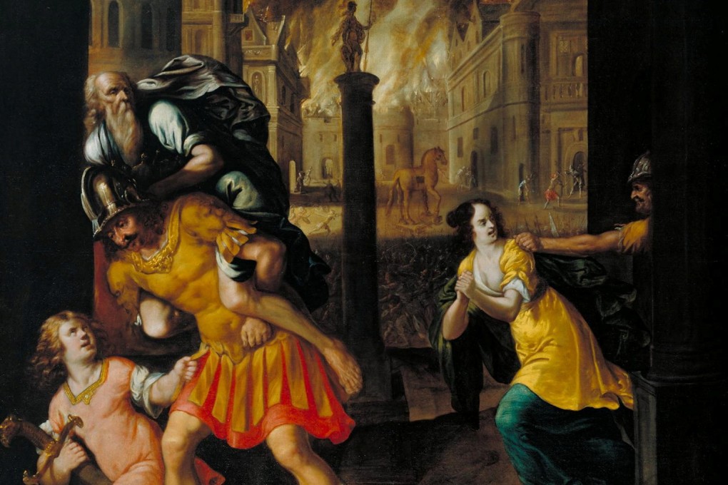 Aeneas and his Family Fleeing Burning Troy painting by Henry Gibbs. Photo: Reuters/Tate