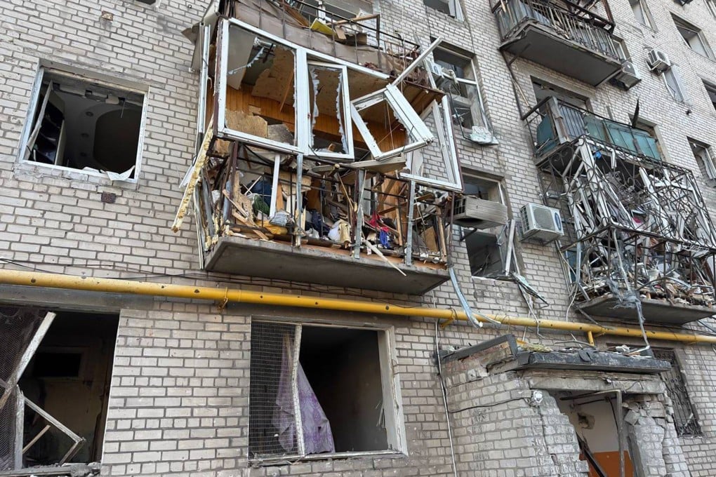 A block of flats damaged by a fatal drone attack in Dnipro, amid the three-year Russian invasion of Ukraine. Photo: via AFP