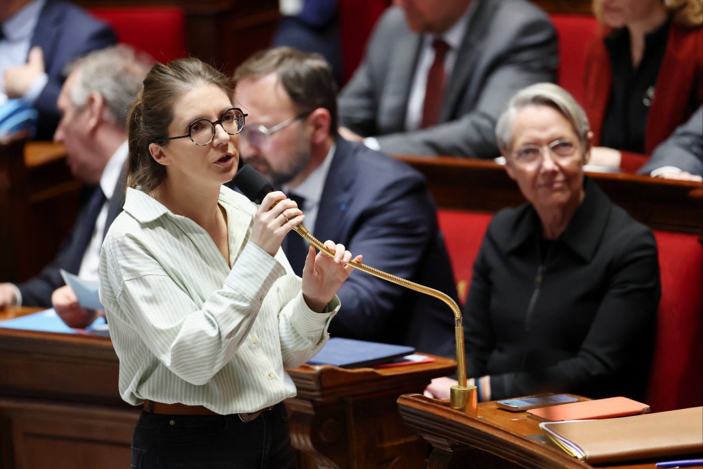 French Minister for Equality between Women and Men and the Fight against Discrimination, Madame Aurore Berge, during the questions to the government session at the National Assembly in Paris, France, on March 18. Photo: Reuters