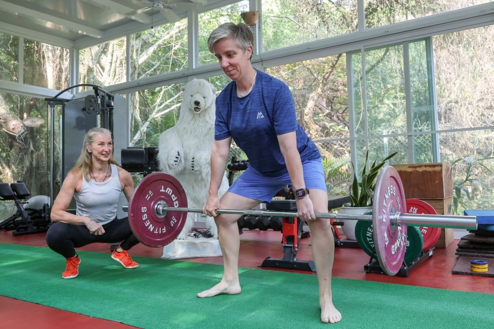 Beth Trustrum trains with Ally van de Pol at Dragon Fitness in Sai Kung, Hong Kong. A former international school principal, Trustum used to weigh almost 100kg. Photo: Edmond So