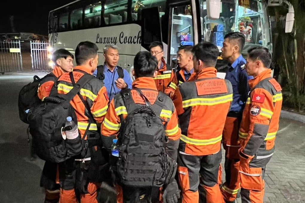 The rescue team from Hong Kong arrived in Yangon on Saturday night. Photo: Handout