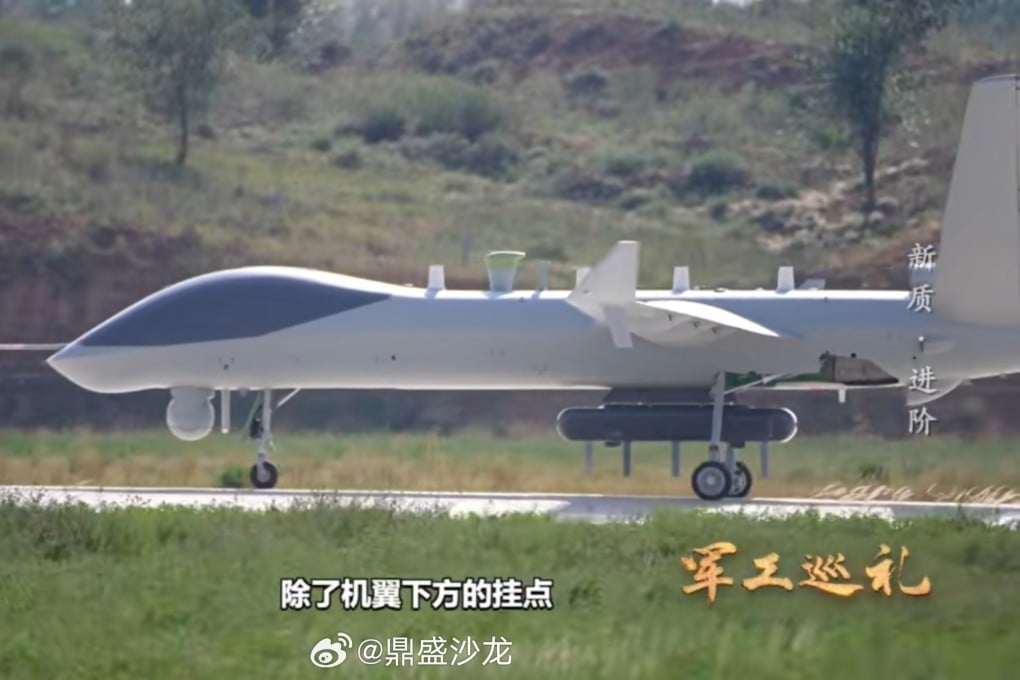 State broadcaster CCTV has aired footage of the Caihong-9 (Rainbow-9), China’s latest medium-to-high altitude, long-endurance drone. Photo: CCTV