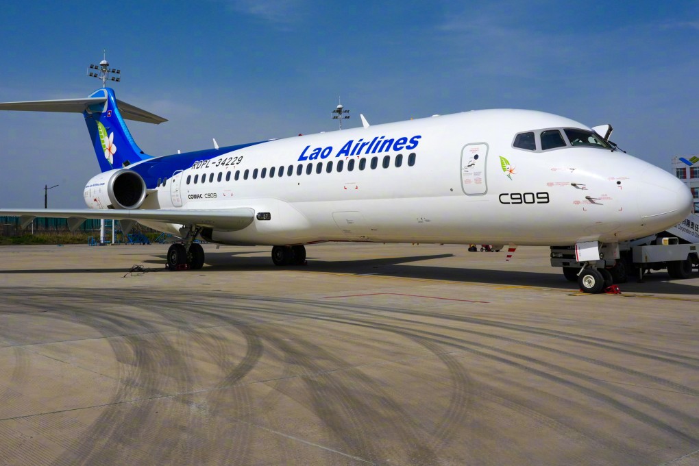 This China-made C909 will operate in Laos and have 90 seats. Photo: CCTV