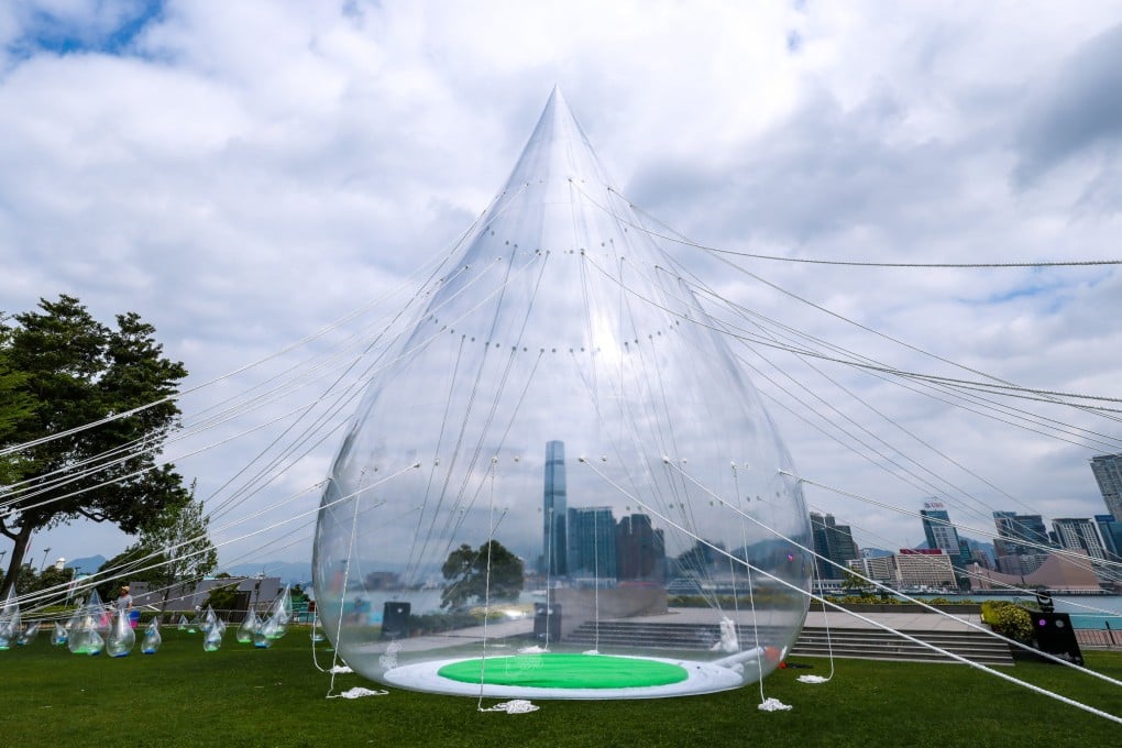 Dancing Water Drops is a large-scale art installation at Tamar Park and was created by Hong Kong designer Simon Ma. Photo: Nora Tam