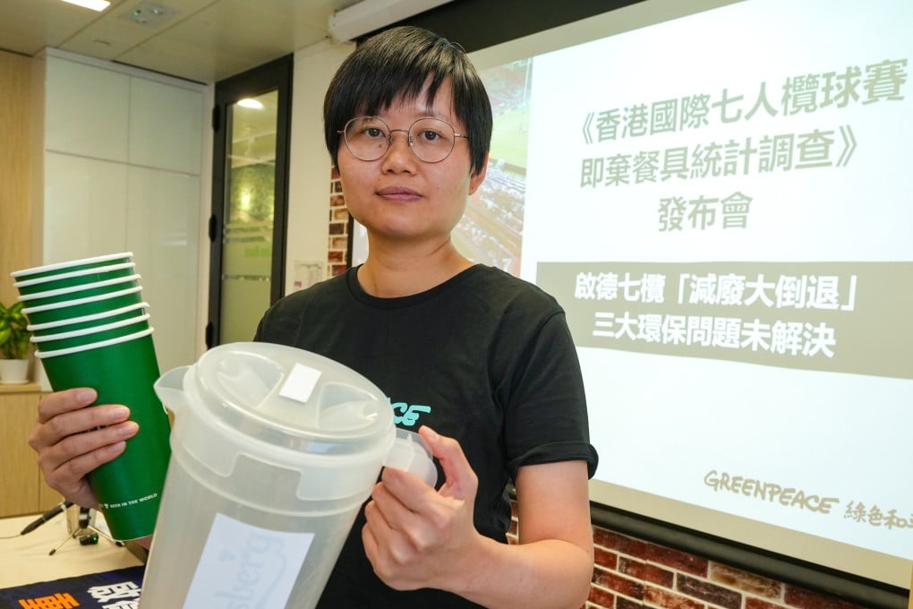 Greenpeace campaigner Leanne Tam has warned Kai Tak Sports Park about its long-term sustainability. Photo: Sun Yeung