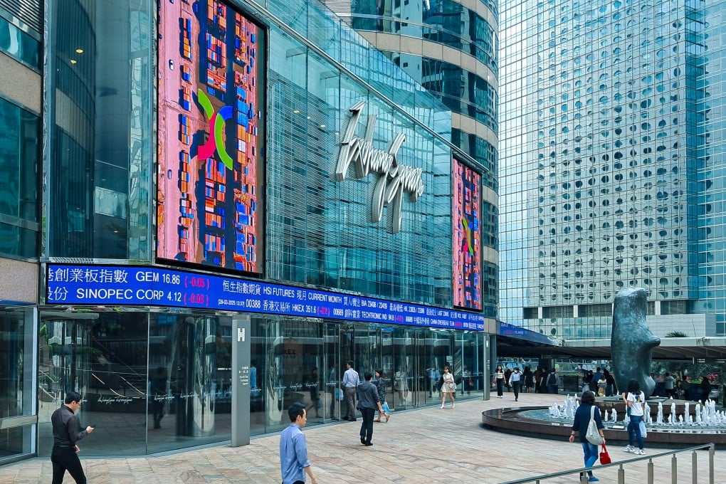 People walk through Exchange Square in Central, home of bourse operator Hong Kong Exchanges and Clearing, on March 28, 2025. Photo: Matthew Miller
