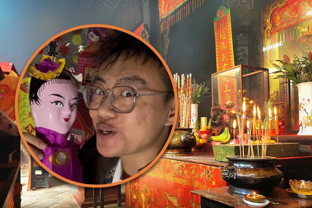 An influencer in China smashes temples and performs bold stunts to challenge old superstitions, attracting three million fans. Photo: SCMP composite/Shutterstock/Douyin