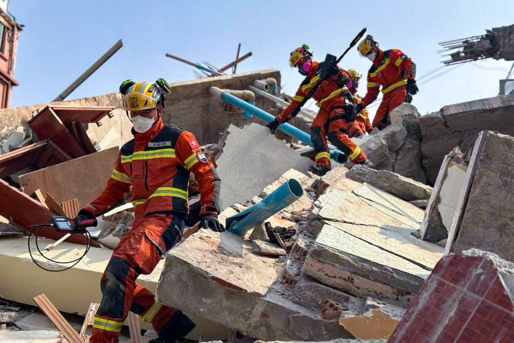 Hong Kong’s rescue team searches for survivors in the earthquake-stricken city of Mandalay in Myanmar. Photo: Handout