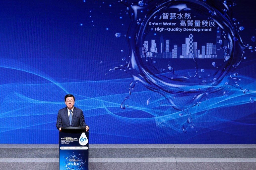 Chief Executive John Lee Ka-chiu speaking at the opening ceremony of the International Water Pioneers Summit held at Hong Kong Palace Museum in West Kowloon Cultural District. Photo: Nora Tam