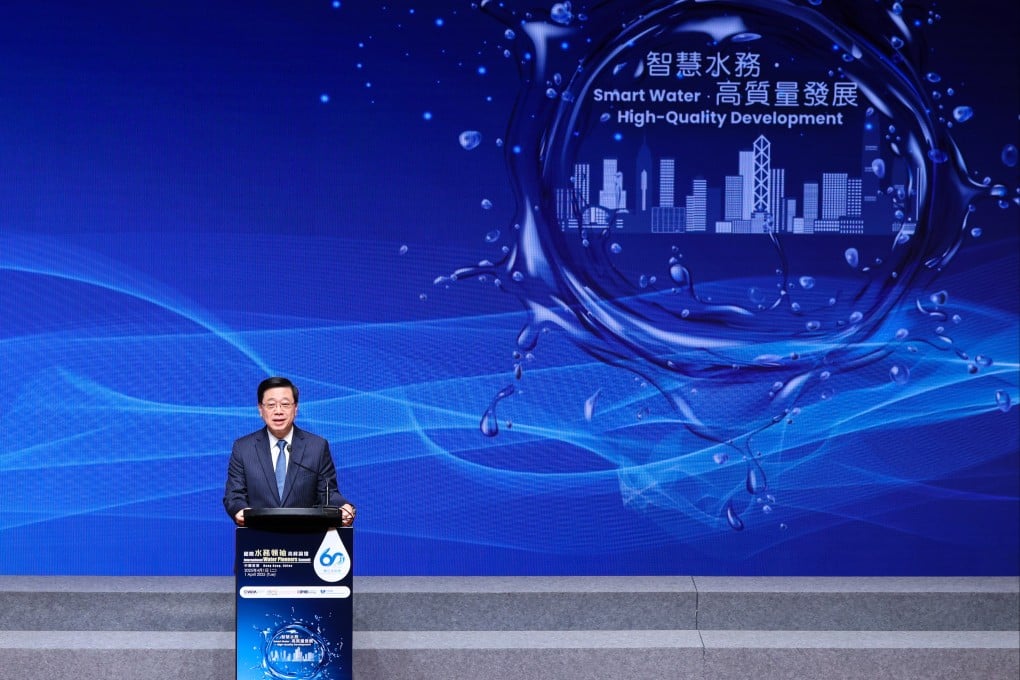 Chief Executive John Lee Ka-chiu speaking at the opening ceremony of the International Water Pioneers Summit held at Hong Kong Palace Museum in West Kowloon Cultural District. Photo: Nora Tam