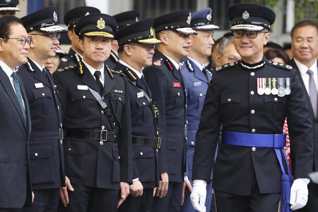 Commissioner of Police Raymond Siu Chak-yee (right) , shown at Police College ceremony on Saturday, was sanctioned by the US on Monday. Photo: Jelly Tse