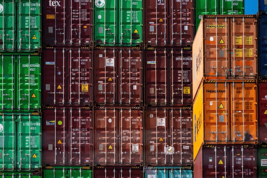 Shipping containers at the Port of Baltimore in Maryland, on Monday. World markets are jittery of US President Donald Trump’s “Liberation Day” on Wednesday, when he is set to unleash tariffs potentially against all US trading partners. Photo: AFP