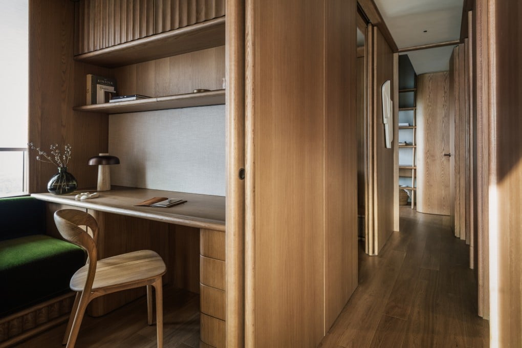 The study and corridor of the Canter & Gallop-designed bamboo home in Hong Kong’s Lohas Park. Photo: Common Studio